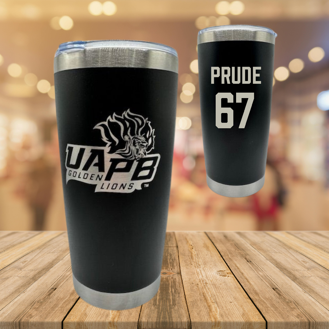 University of Arkansas-Pine Bluff Football Black Stainless Steel Tumbler - #67 Marcus Prude