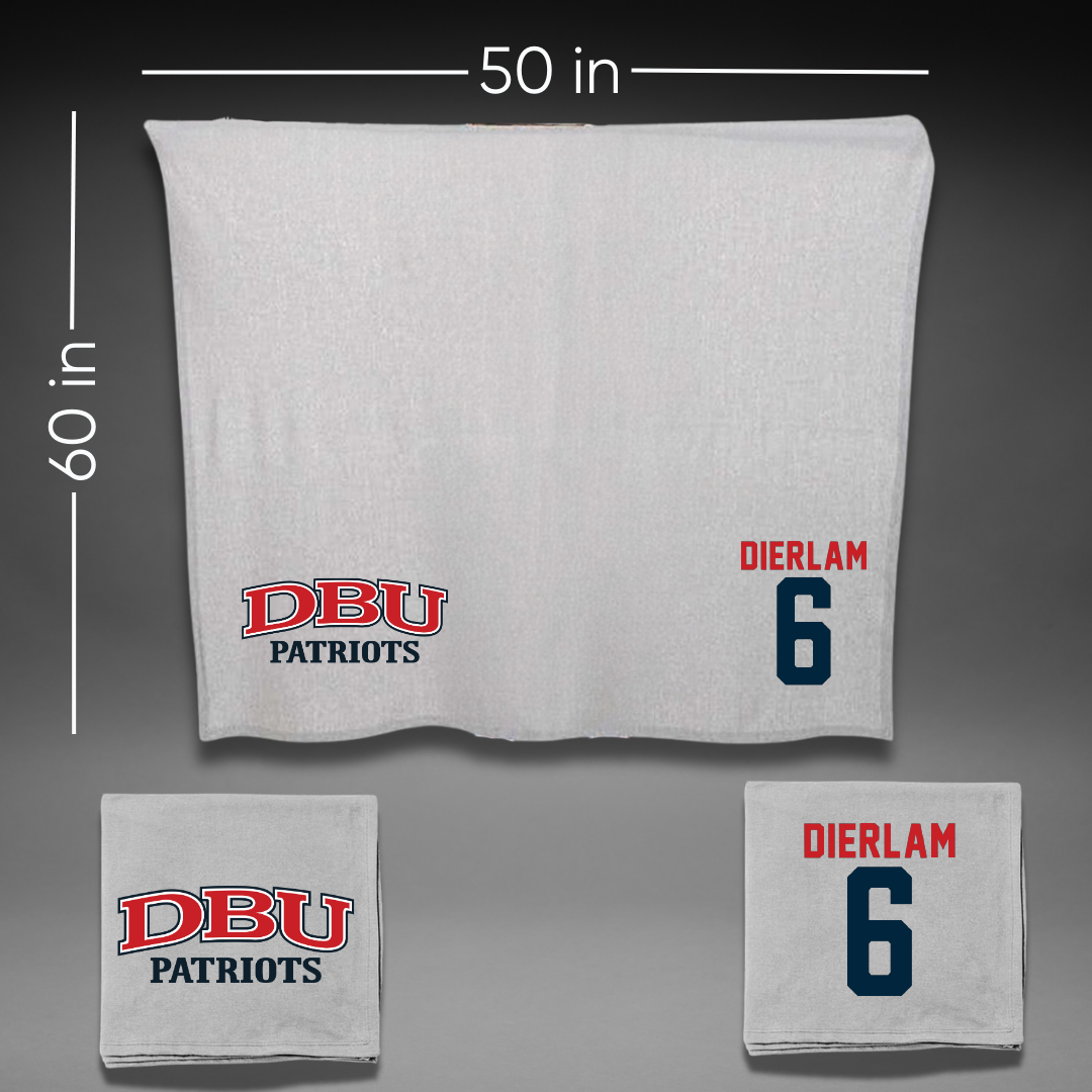Dallas Baptist University Soccer Gray Blanket - #6 Hunter Dierlam