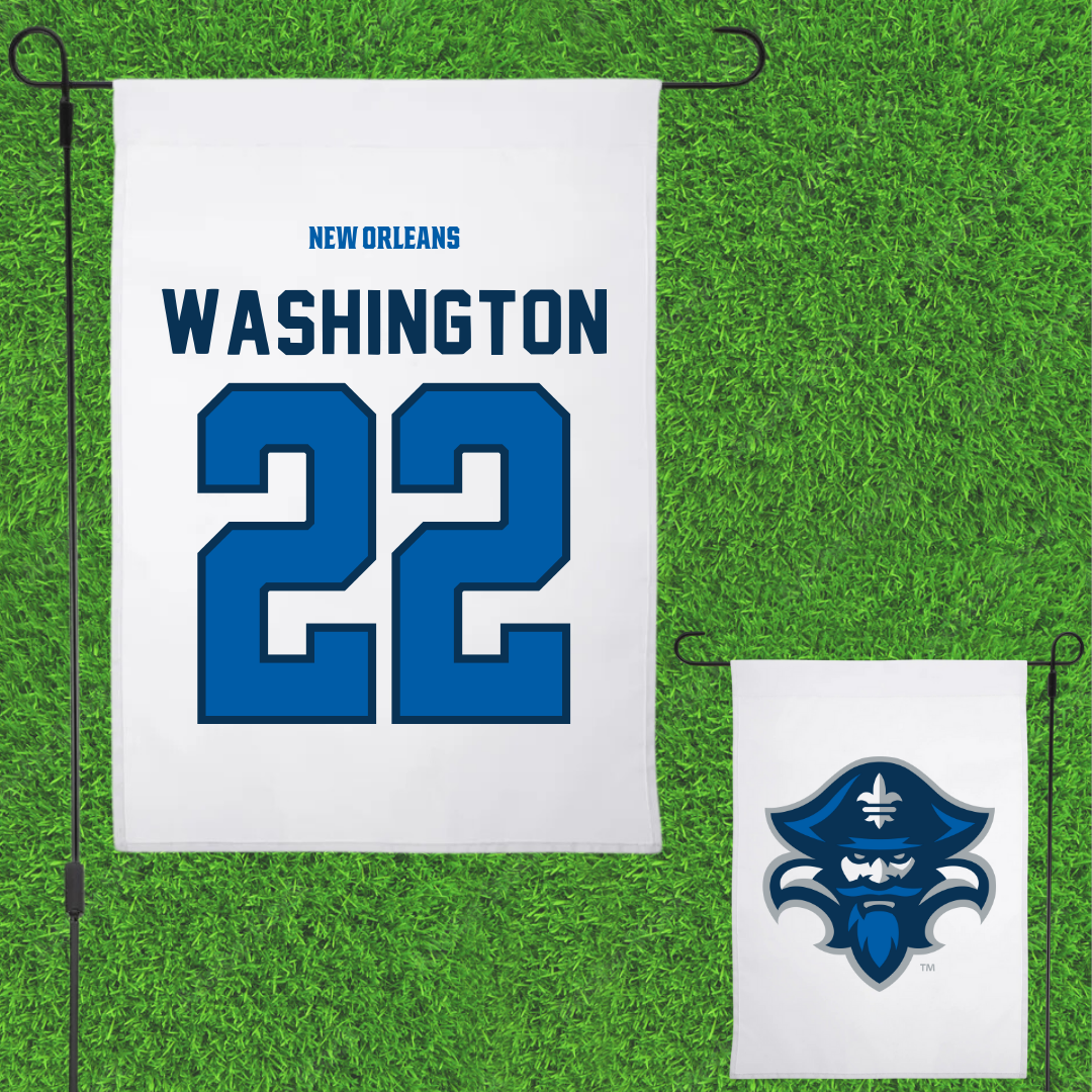 University of New Orleans Basketball White Garden Flag - #22 Darrius Washington