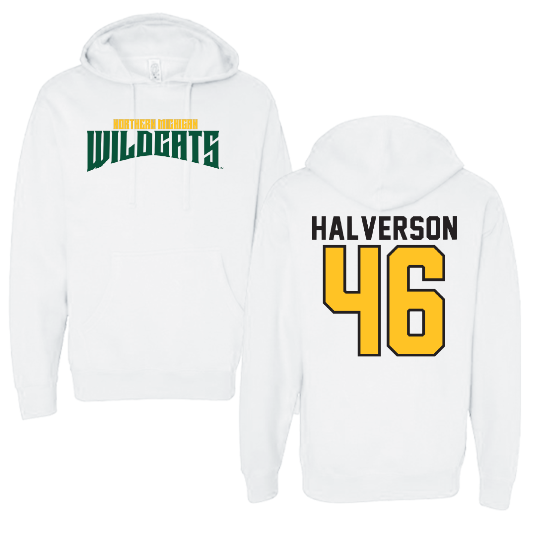 Northern Michigan University Football White Classic Hoodie - #46 Owen Halverson