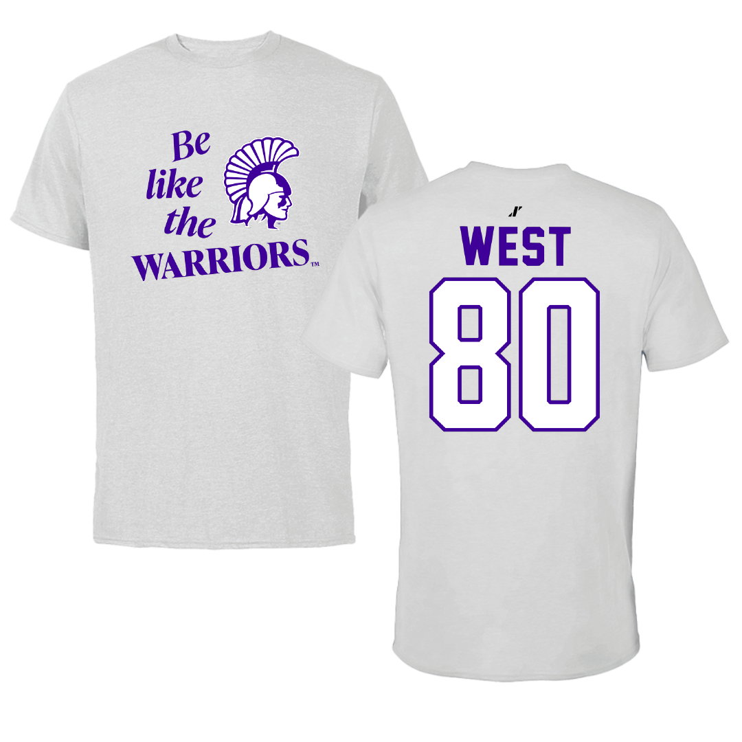 Winona State University Football Light Gray Be Like Us Performance Tee - #80 Jaylen West