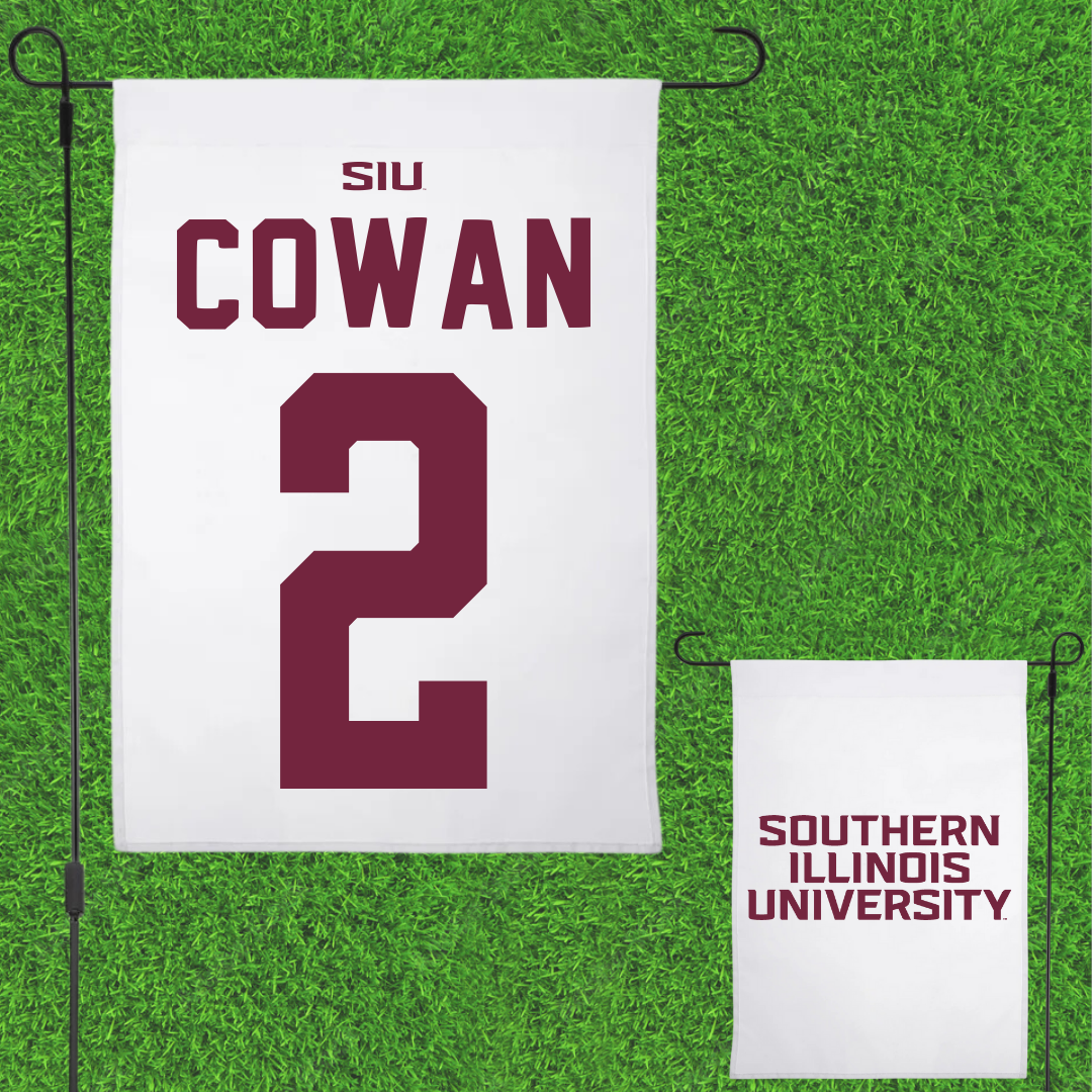 Southern Illinois University at Carbondale Football White Garden Flag - #2 Devin Cowan