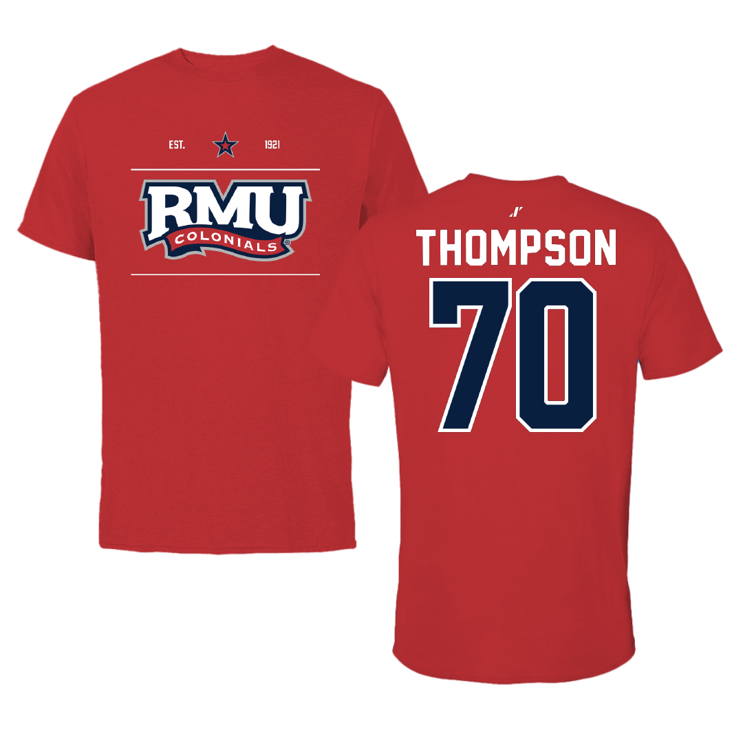 Robert Morris University Football Red General Performance Tee - #70 Dante Thompson