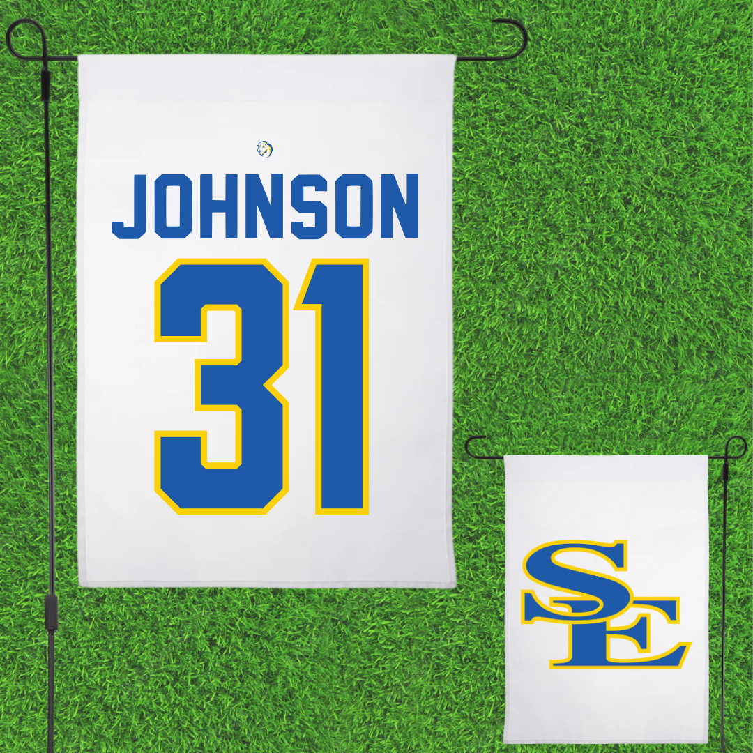 Southeastern Oklahoma State University Baseball White Garden Flag - #31 Luke Johnson