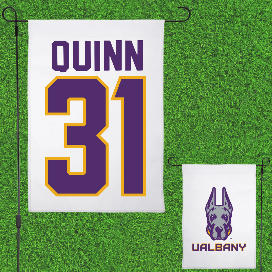 University at Albany Baseball White Garden Flag - #31 Thomas Quinn