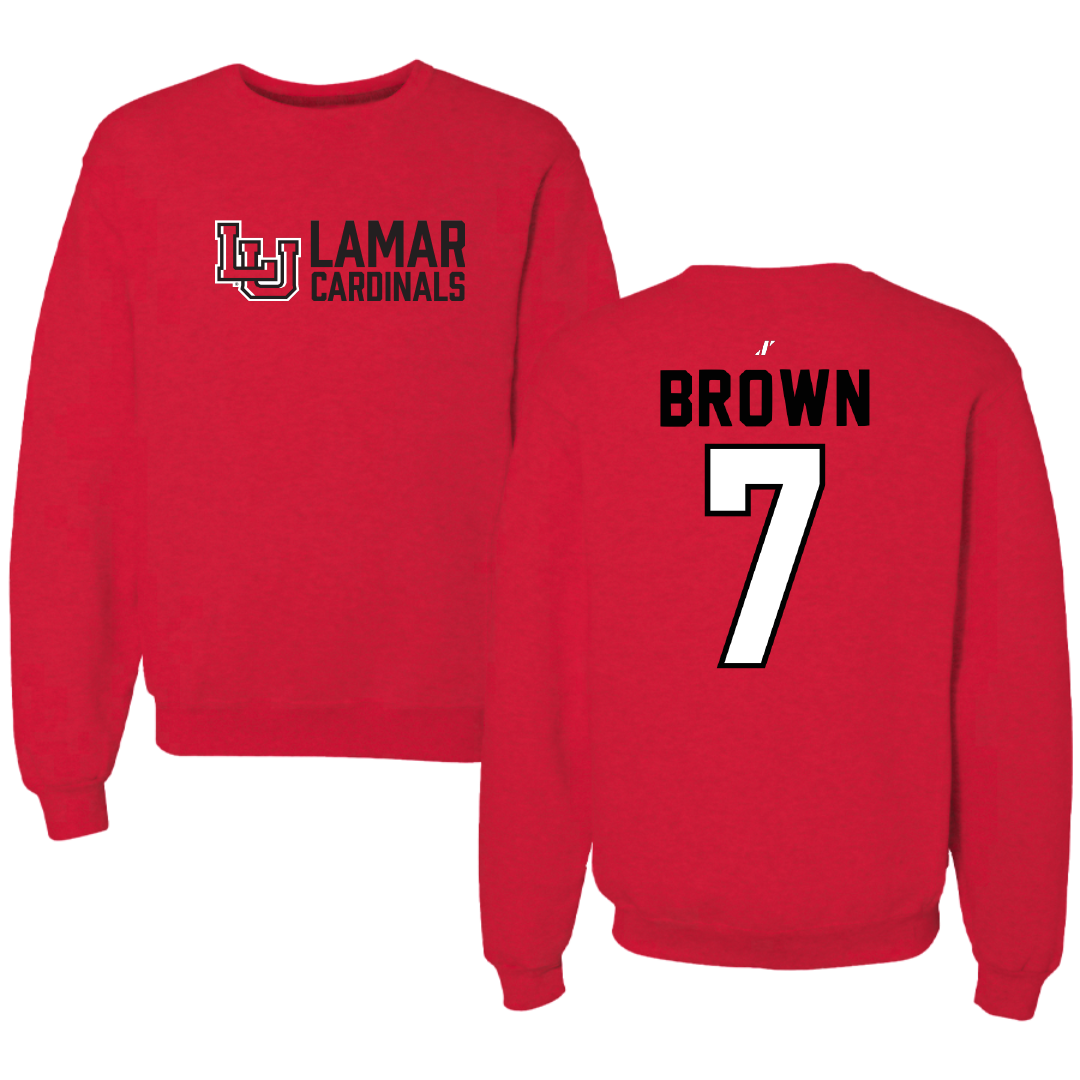 Lamar University Softball Red General Crewneck - #7 Aubrey Brown