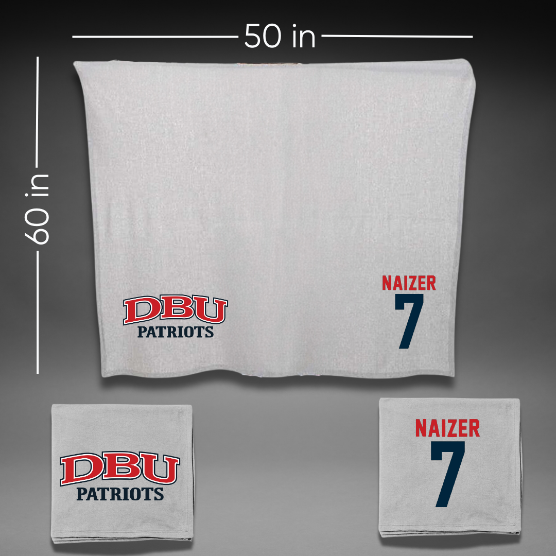 Dallas Baptist University Soccer Gray Blanket - #7 Kaleigh Naizer