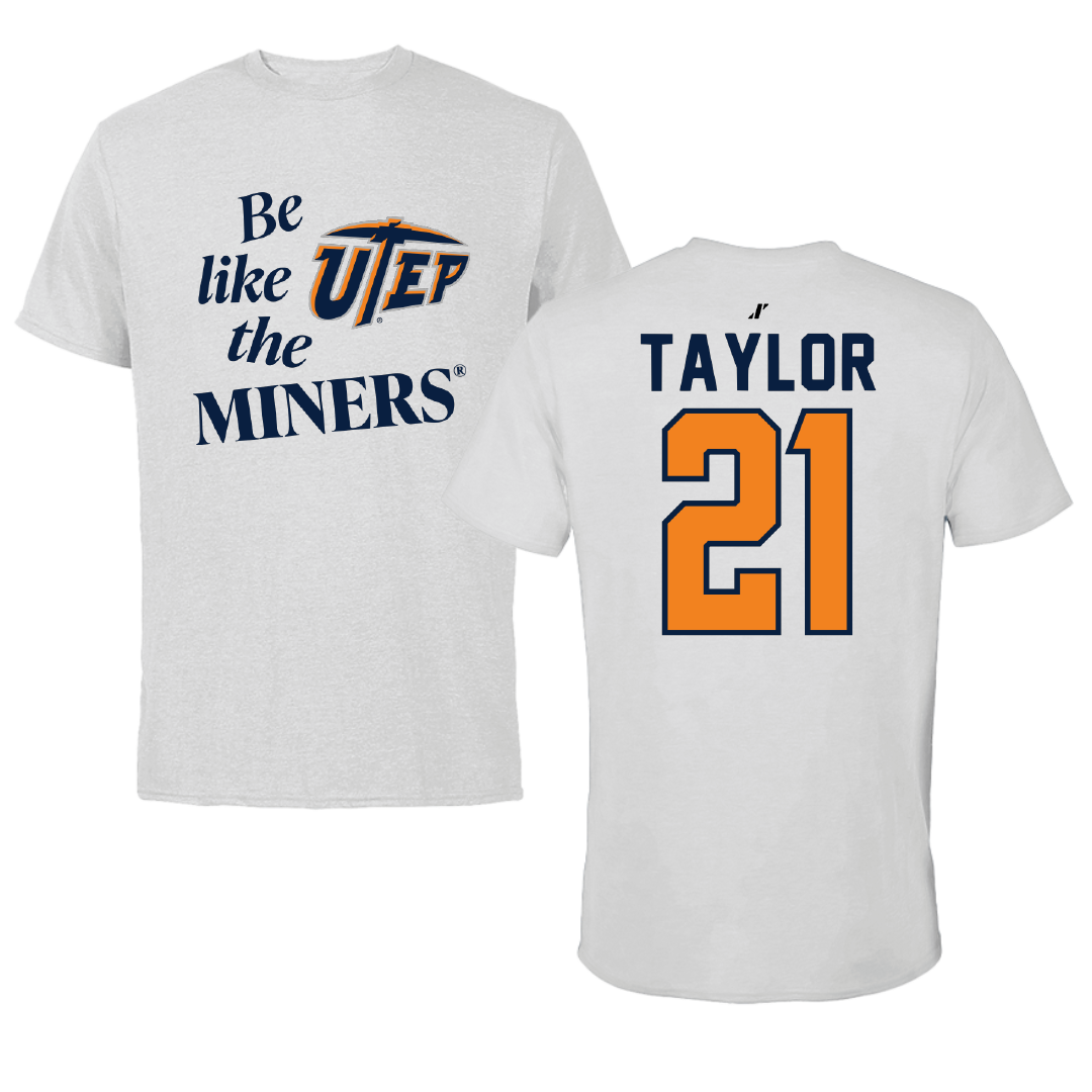 University of Texas at El Paso Football Light Gray Be Like Us Tee - #21 Marquez Taylor