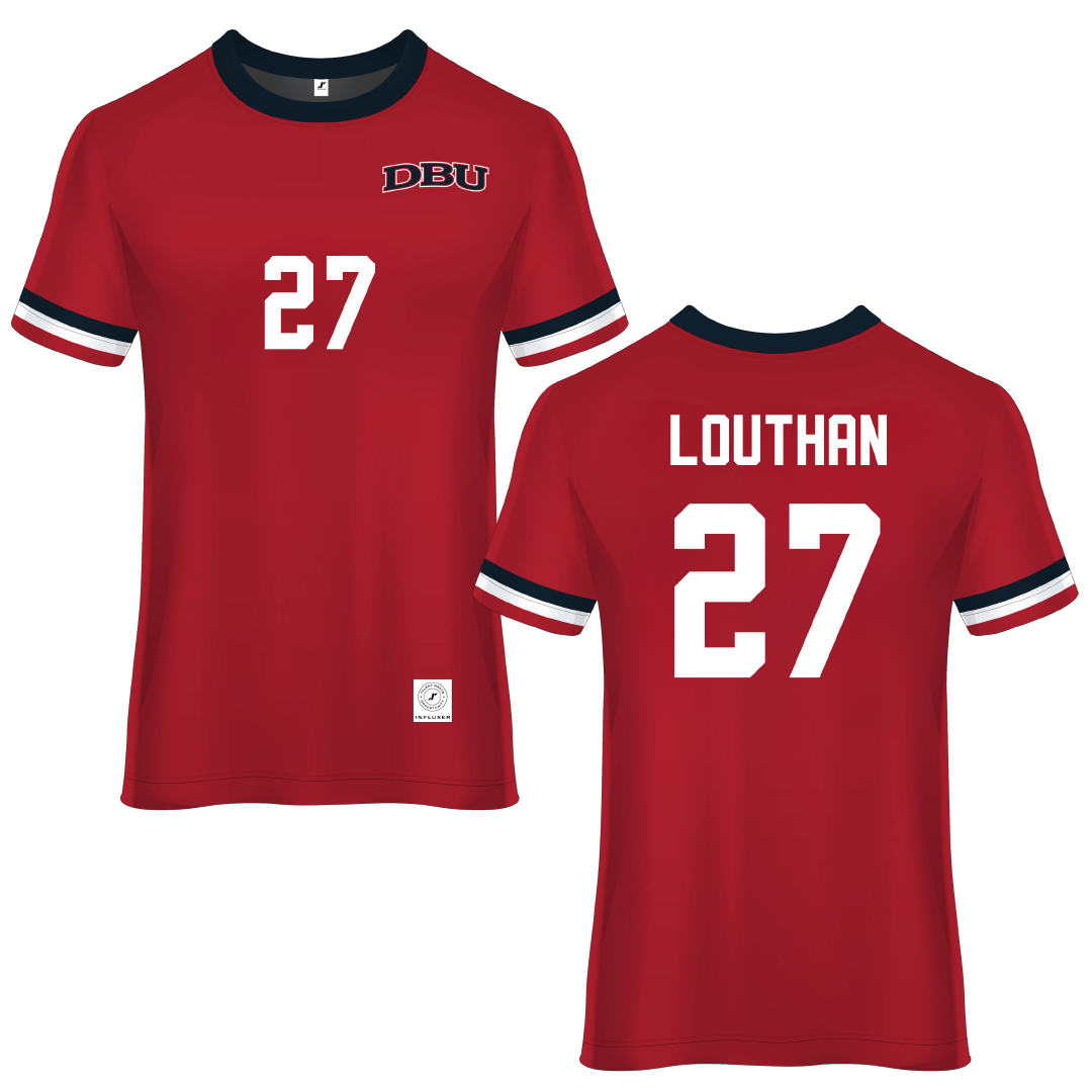 Dallas Baptist University Red Soccer Jersey - #27 Anne Louthan