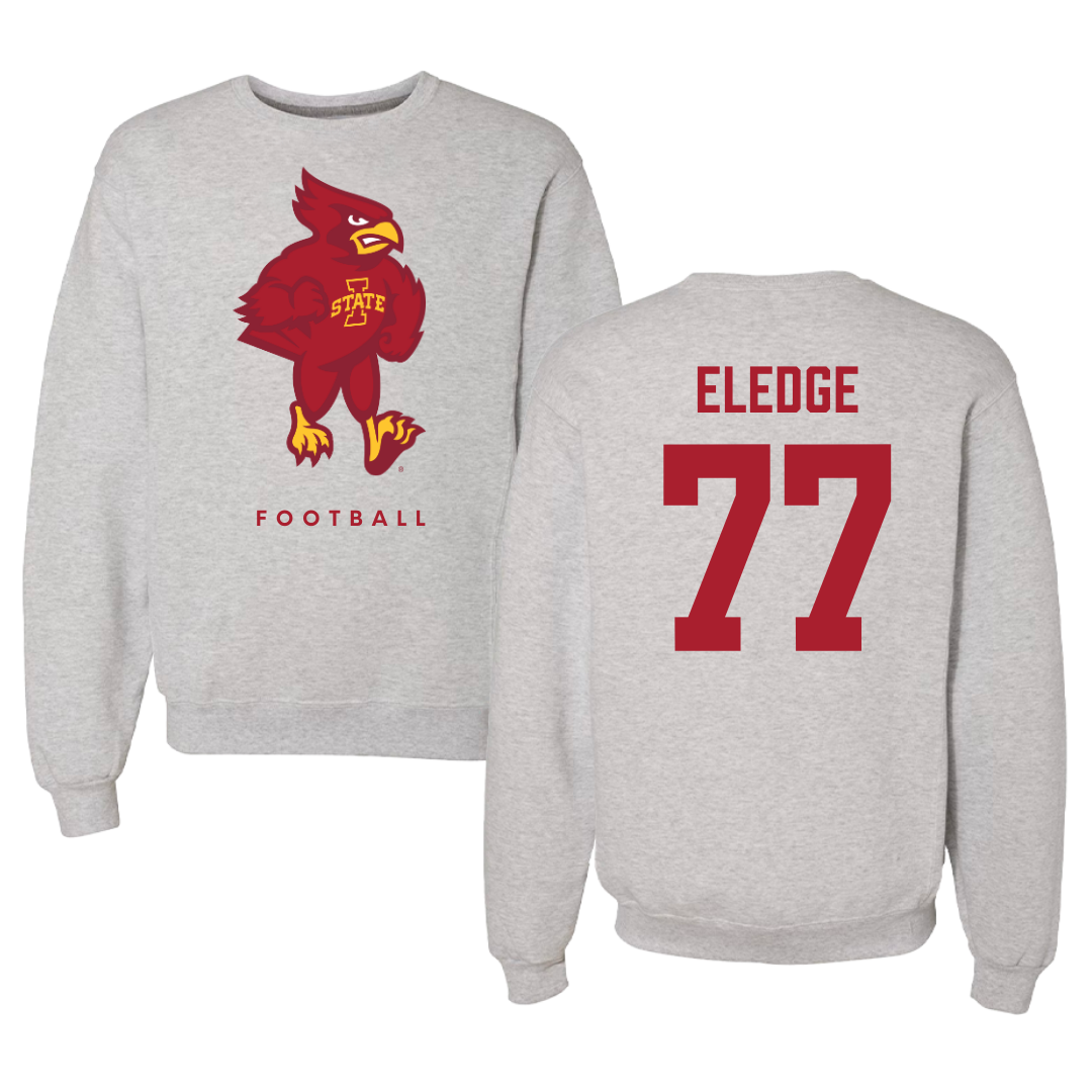 Iowa State University Football Gray Crewneck - #77 Easton Eledge