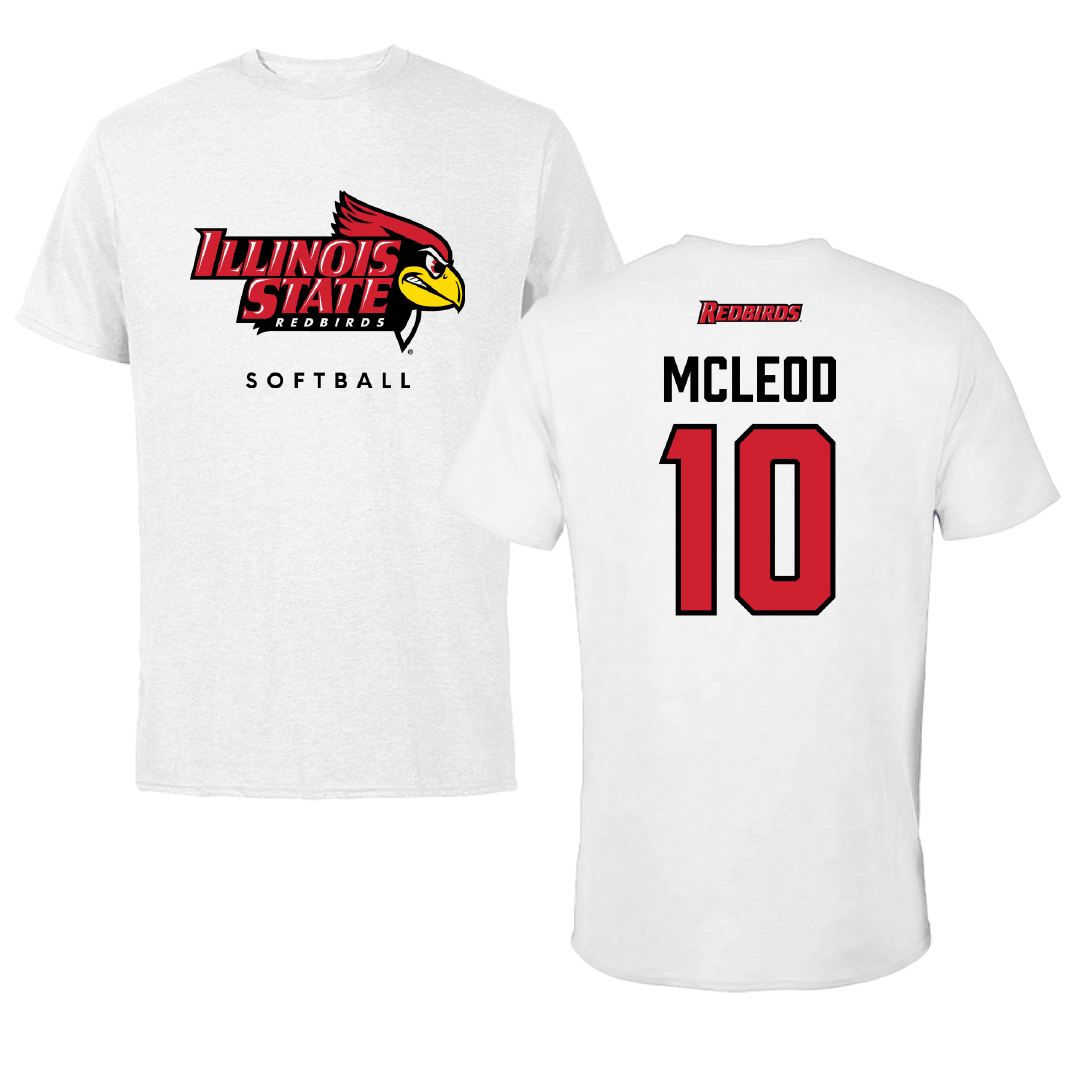 Illinois State University Softball White Performance Tee - #10 Paige McLeod