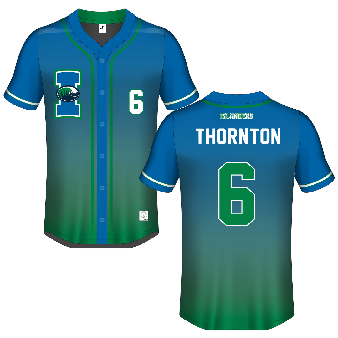 Texas A&M University-Corpus Christi Blue Gradient Button-Down Jersey - #6 Mimi Thornton