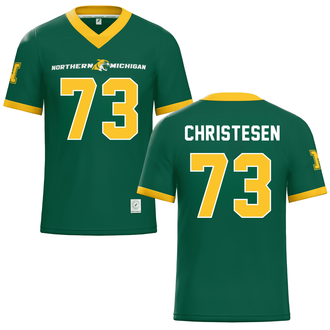 Northern Michigan University Green Football Jersey - #73 Charlie Christesen