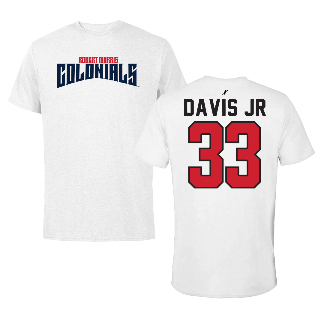 Robert Morris University Football White Classic Performance Tee - #33 Greg Davis Jr