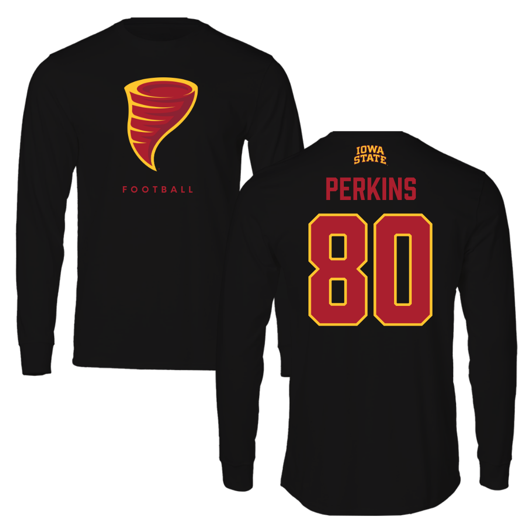 Iowa State University Football Black Long Sleeve - #80 Tyler Perkins