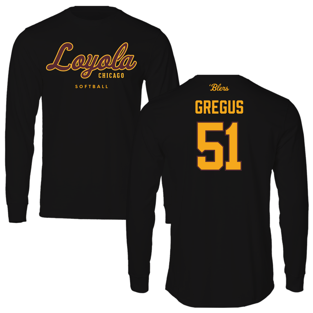 Loyola University-Chicago Softball Black Performance Long Sleeve - #51 Abbie Gregus