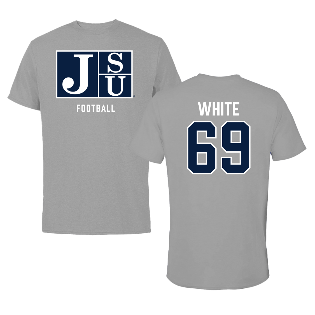 Jackson State University Football Gray Tee - #69 Dequarious White
