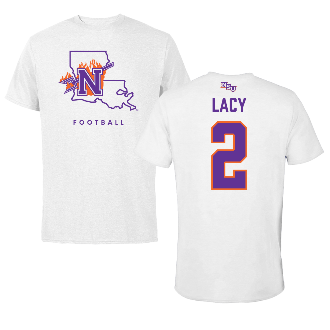 Northwestern State University Football White Performance Tee - #2 Kennieth Lacy