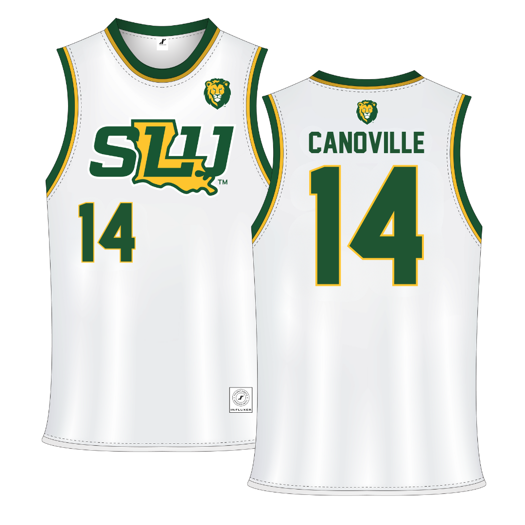 Southeastern Louisiana University White Basketball Jersey - #14 Dylan Canoville