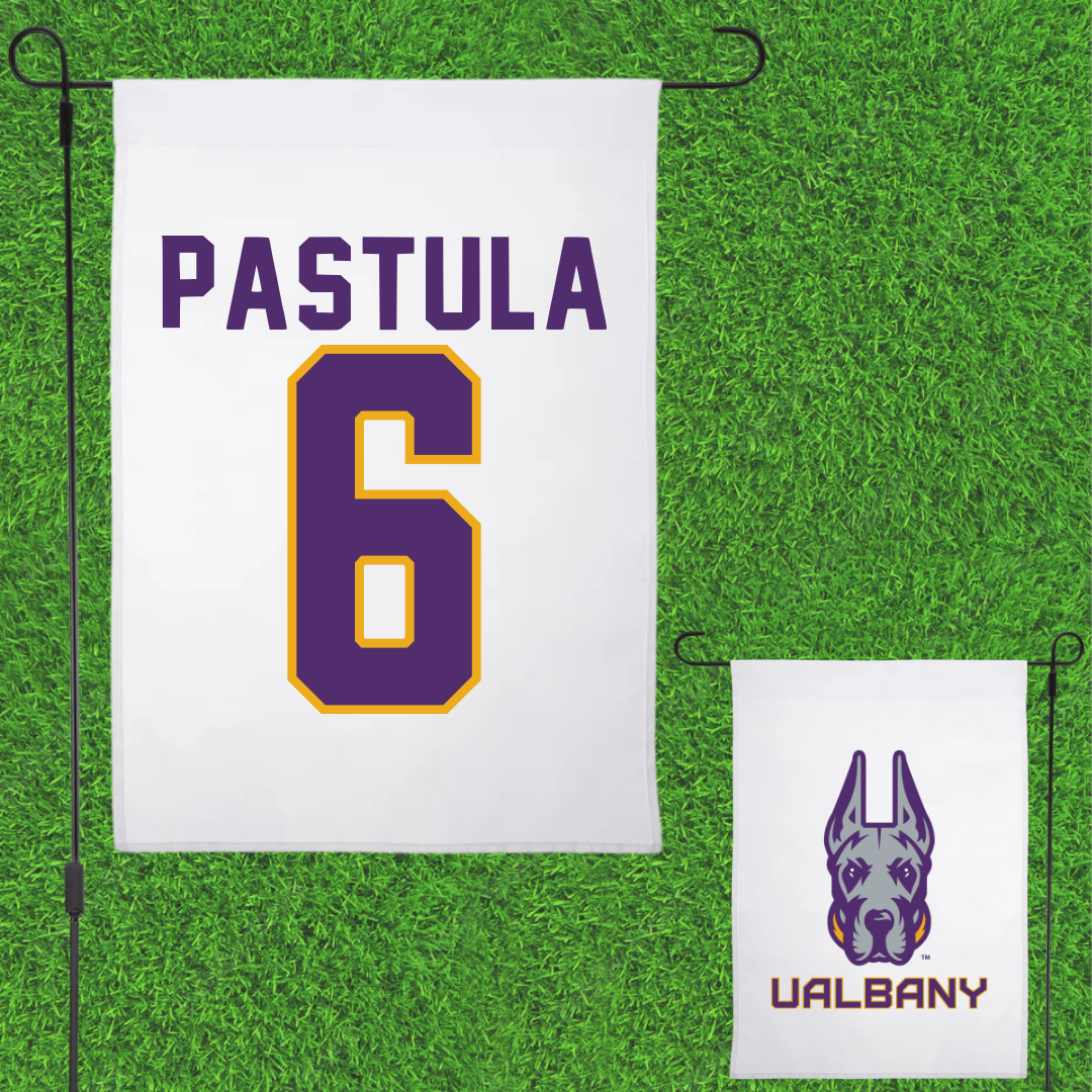 University at Albany Football White Garden Flag - #6 Tyler Pastula