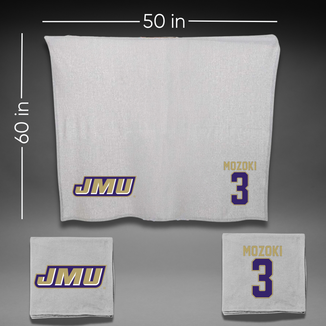 James Madison University Baseball Gray Blanket - #3 Todd Mozoki