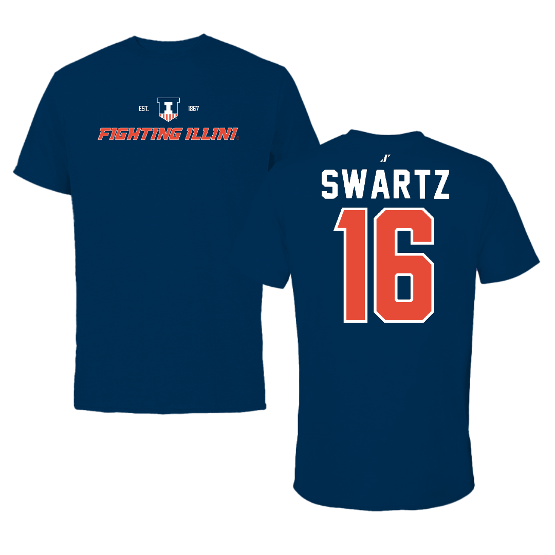 University of Illinois Baseball Navy General Tee - #16 Jake Swartz