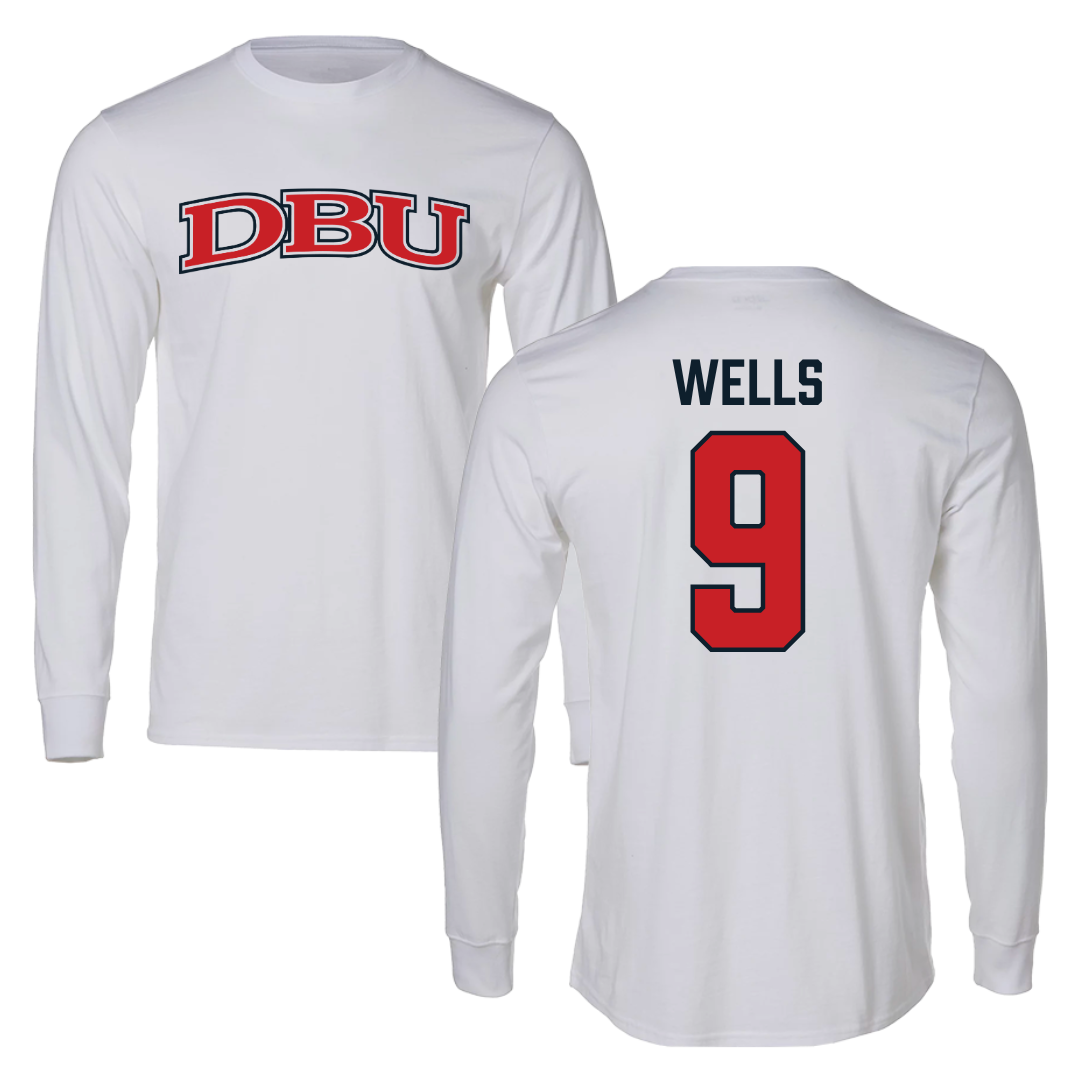 Dallas Baptist University Volleyball White Performance Long Sleeve - #9 Karly Wells