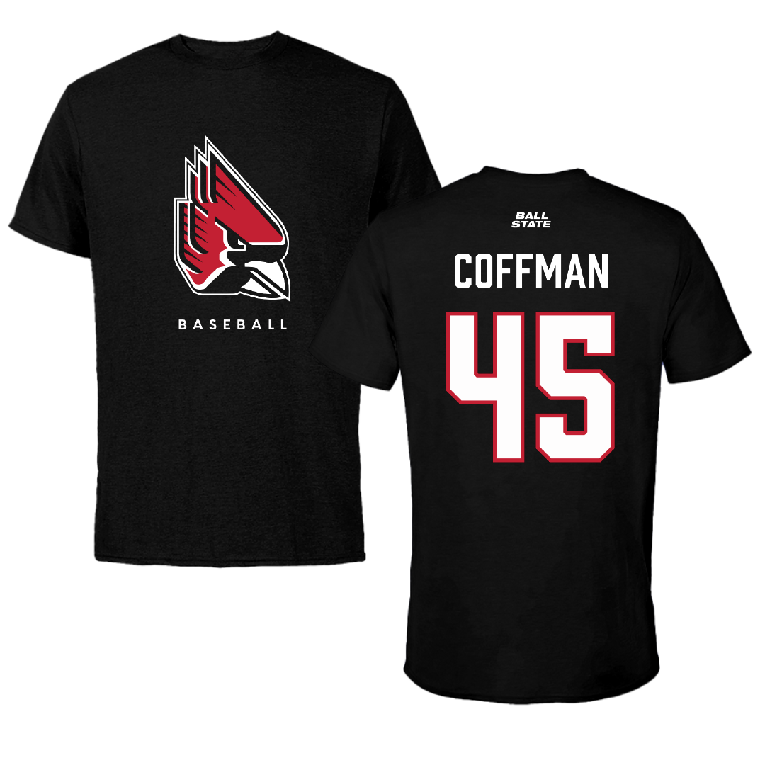 Ball State University Baseball Black Performance Tee - #45 Owen Coffman