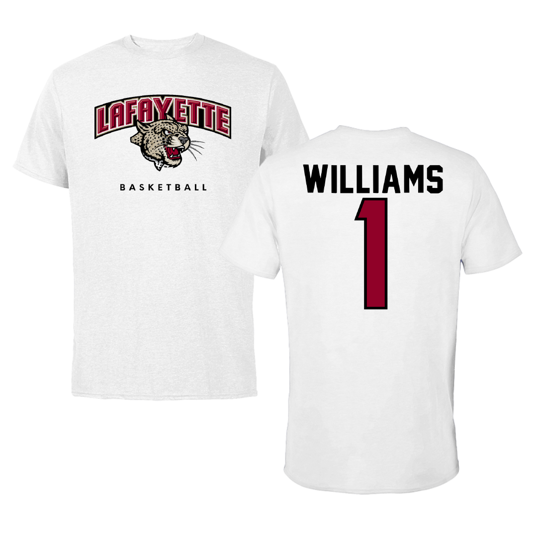 Lafayette College Basketball White Tee - #1 Caleb Williams