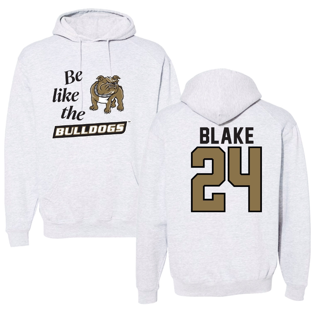 Bryant University Baseball Light Gray Be Like Us Hoodie - #24 Evan Blake