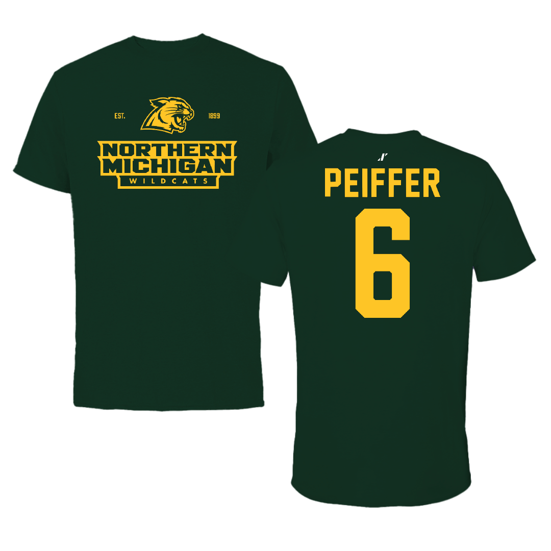 Northern Michigan University Football Forest Green General Tee - #6 Sam Peiffer