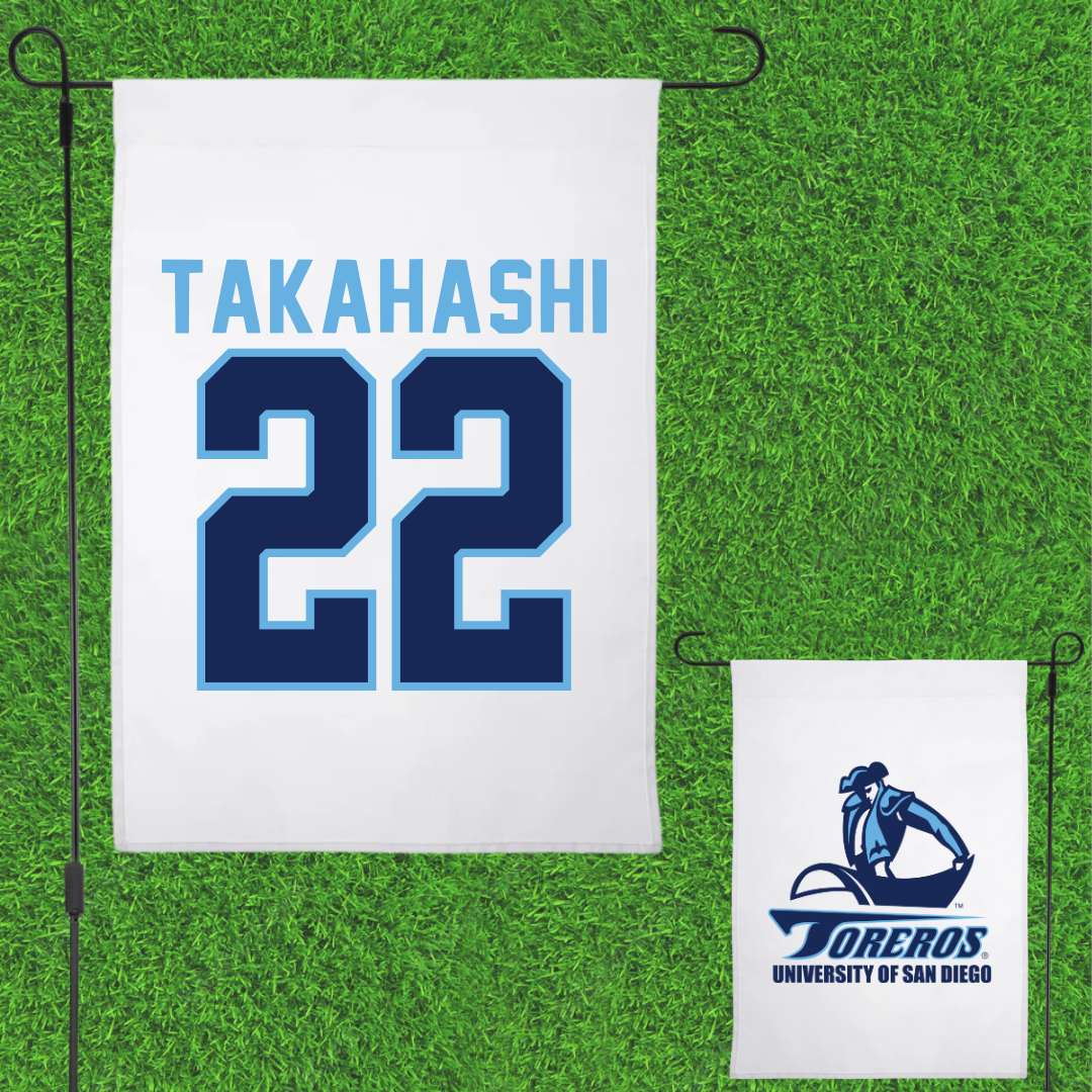 University of San Diego Football White Garden Flag - #22 Yosei Takahashi
