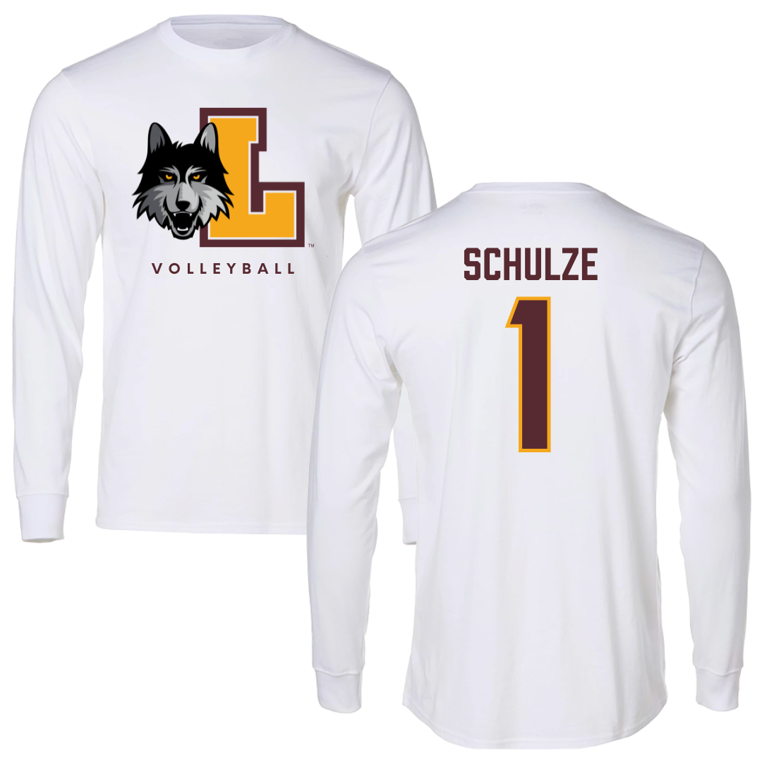 Loyola University-Chicago Volleyball White Mascot Long Sleeve - #1 Kylie Schulze