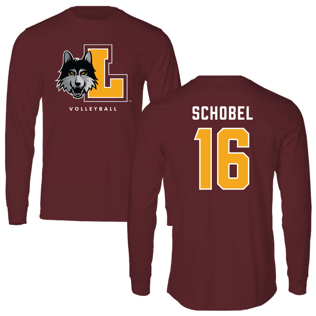Loyola University-Chicago Volleyball Maroon Mascot Long Sleeve - #16 Cole Schobel