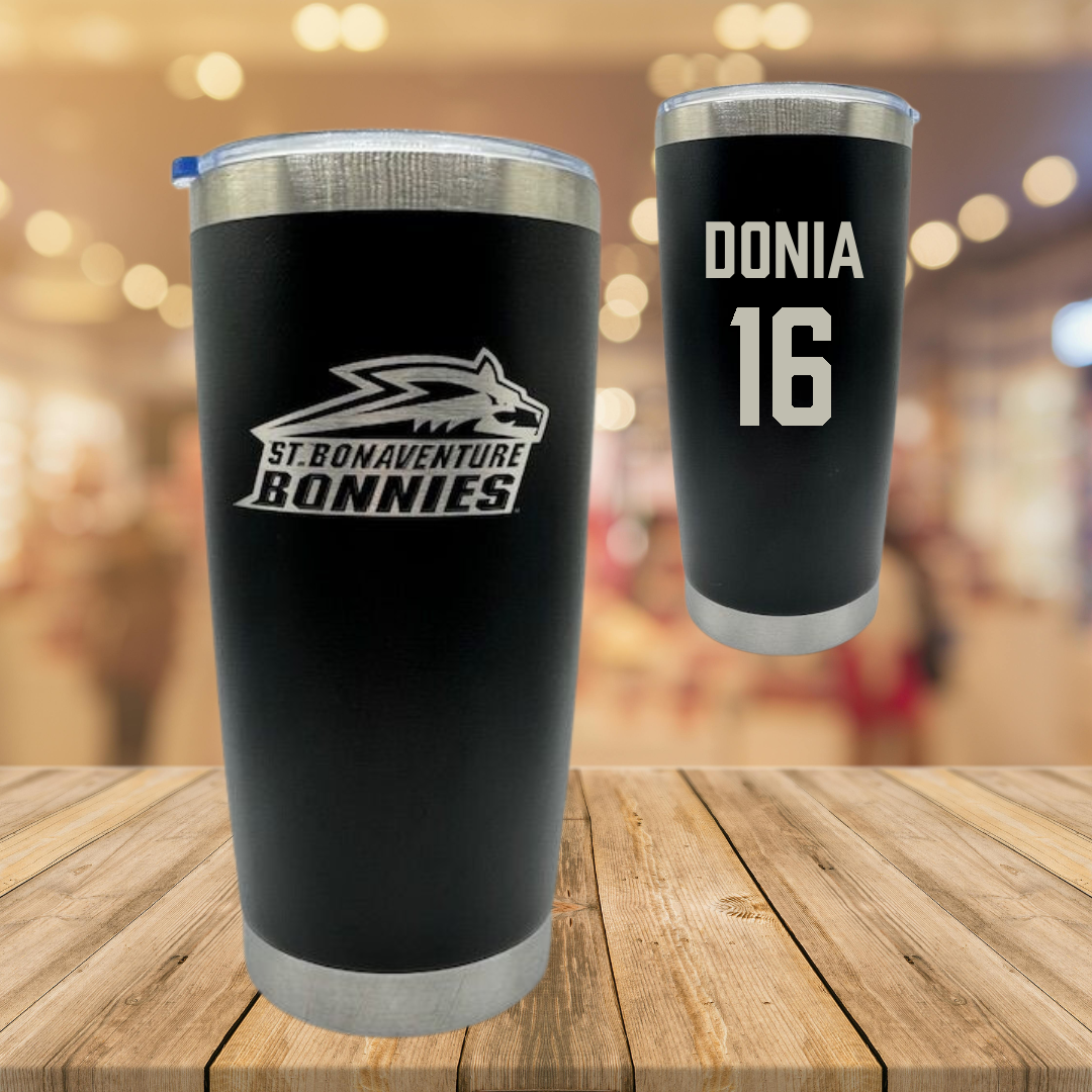 St. Bonaventure University Soccer Black Stainless Steel Tumbler - #16 Alessia Donia