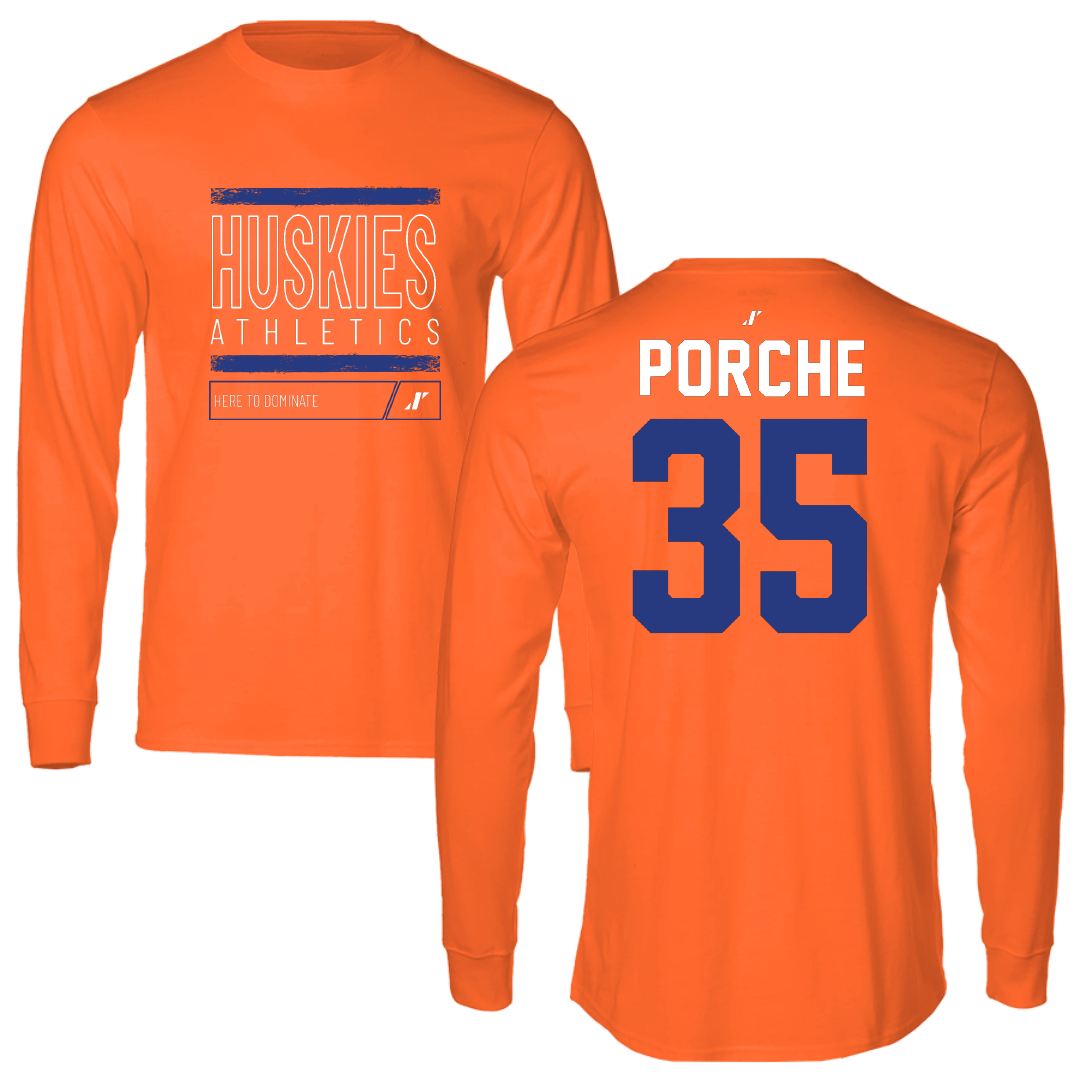 Houston Christian University Baseball Orange Dominate Long Sleeve - #35 Ryan Porche