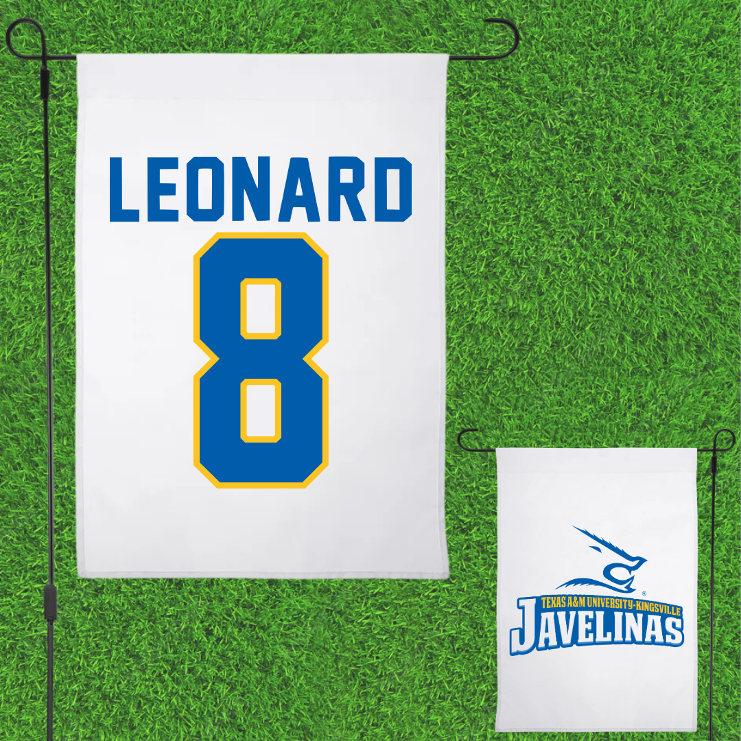 Texas A&M University-Kingsville Football White Garden Flag - #8 Khalen Leonard