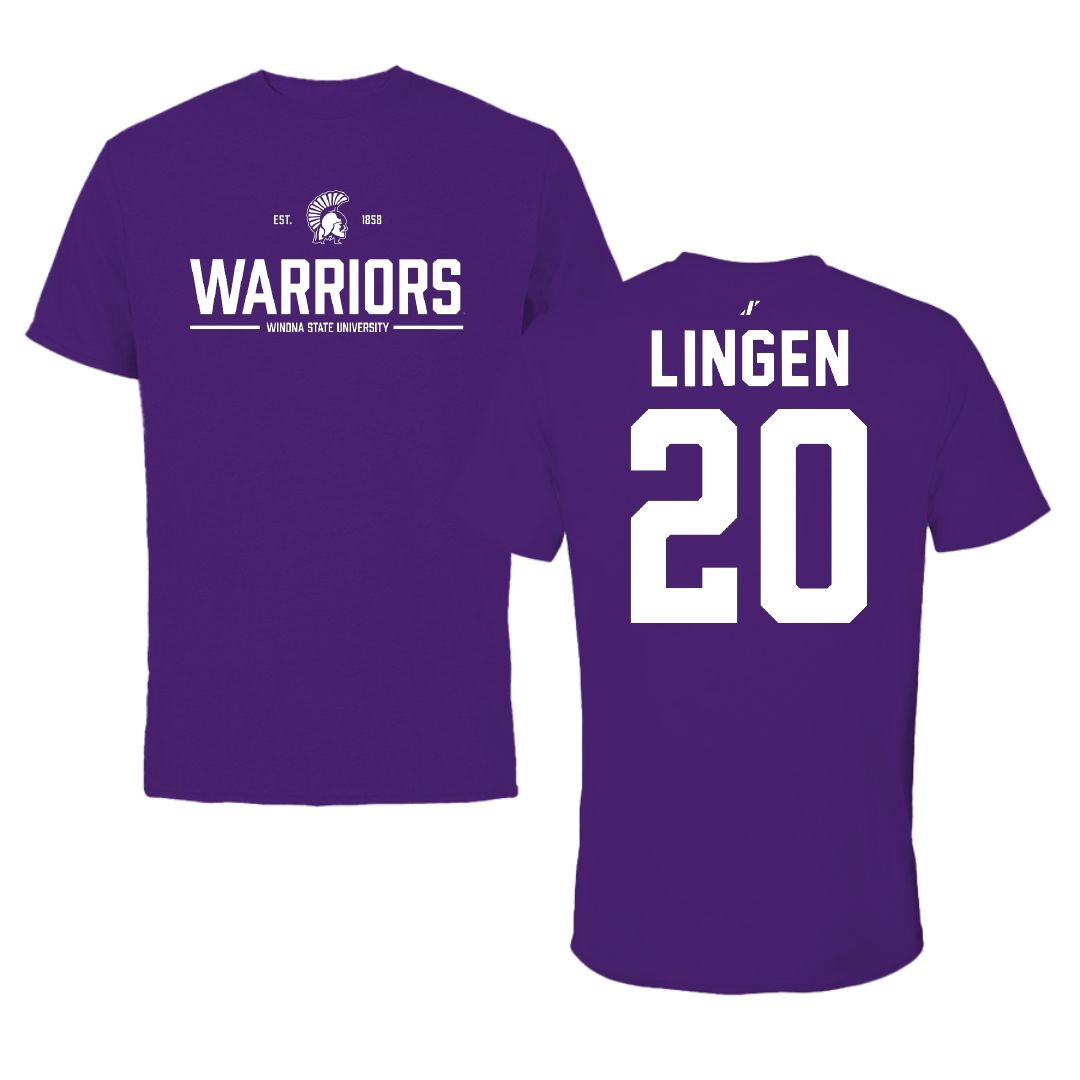 Winona State University Baseball Purple General Tee - #20 Drew Lingen