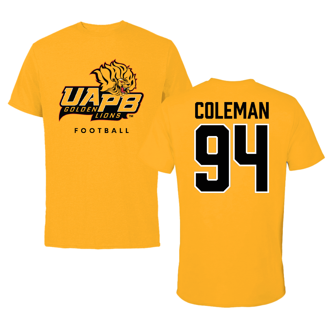 University of Arkansas-Pine Bluff Football Gold Tee - #94 Cameron Coleman