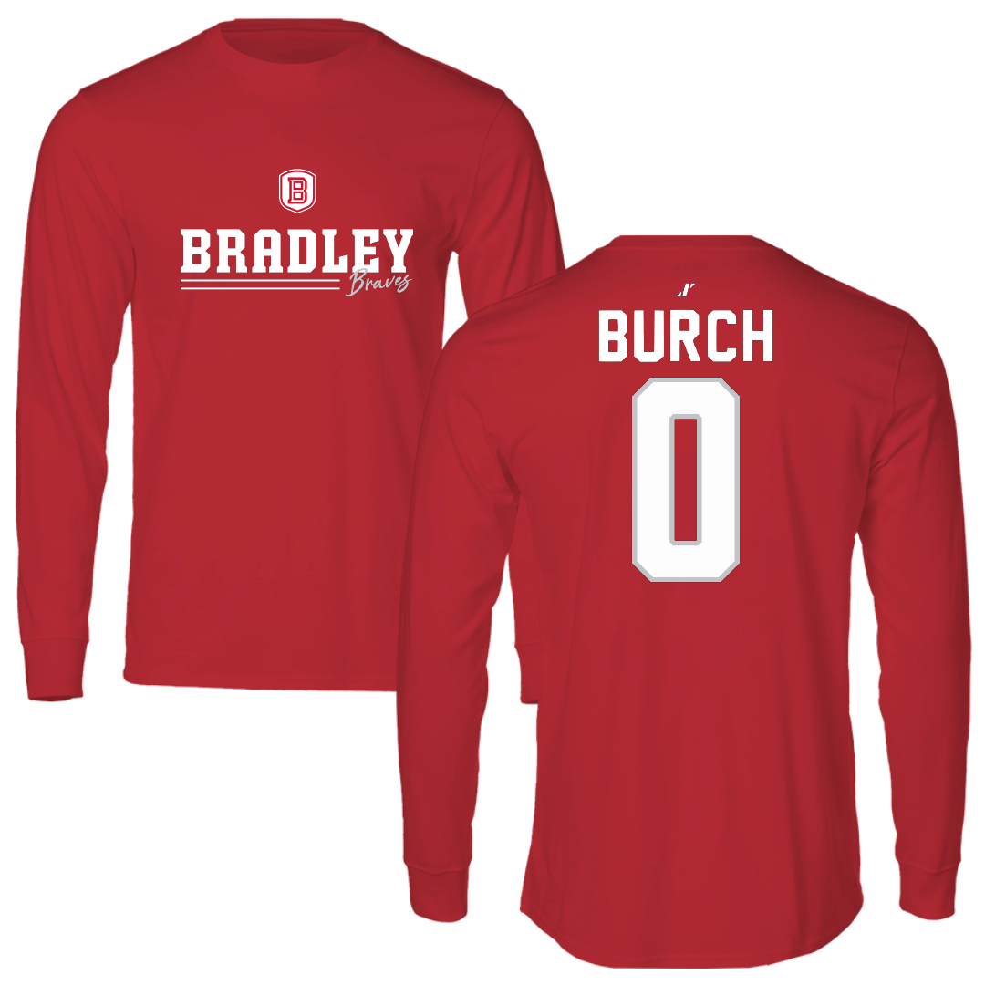 Bradley University Basketball Red General Long Sleeve - #0 Demarion Burch