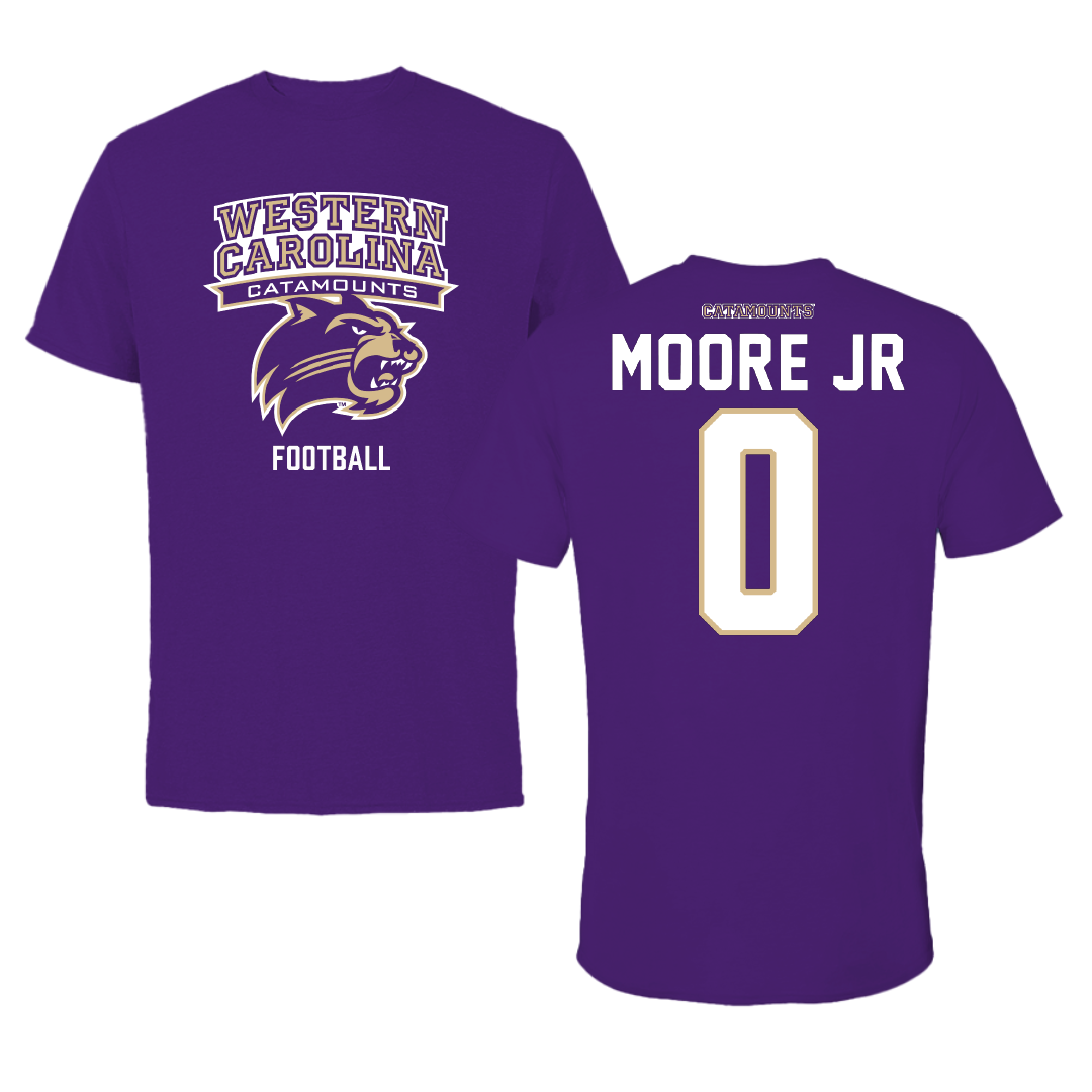 Western Carolina University Football Purple Tee - #0 Ken Moore Jr