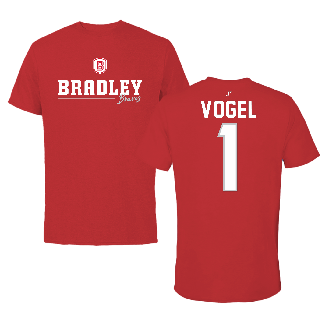 Bradley University Baseball Red General Tee - #1 Ryan Vogel