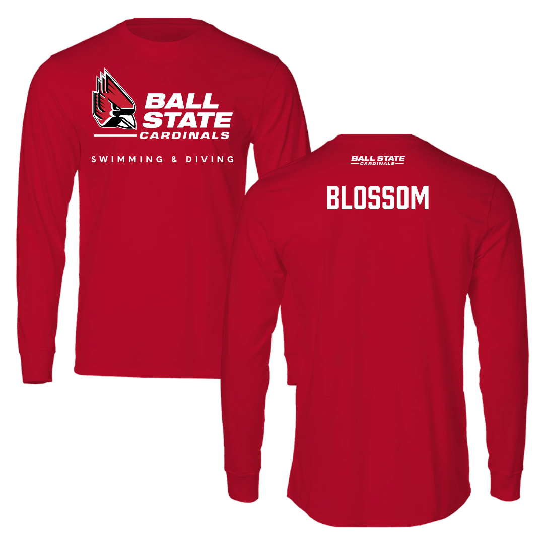 Ball State University Swimming & Diving Red Performance Long Sleeve - Seth Blossom