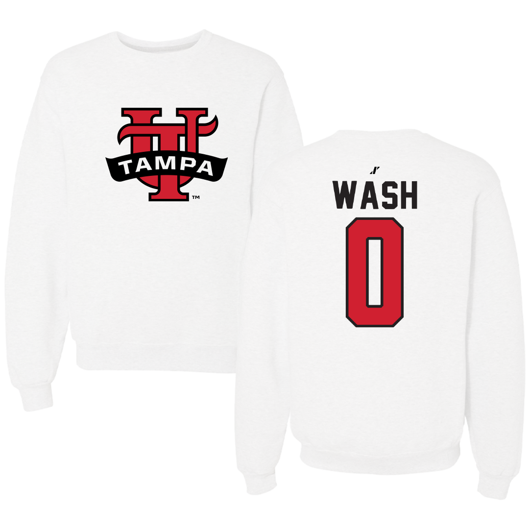University of Tampa Baseball White Crewneck - #0 Logan Wash