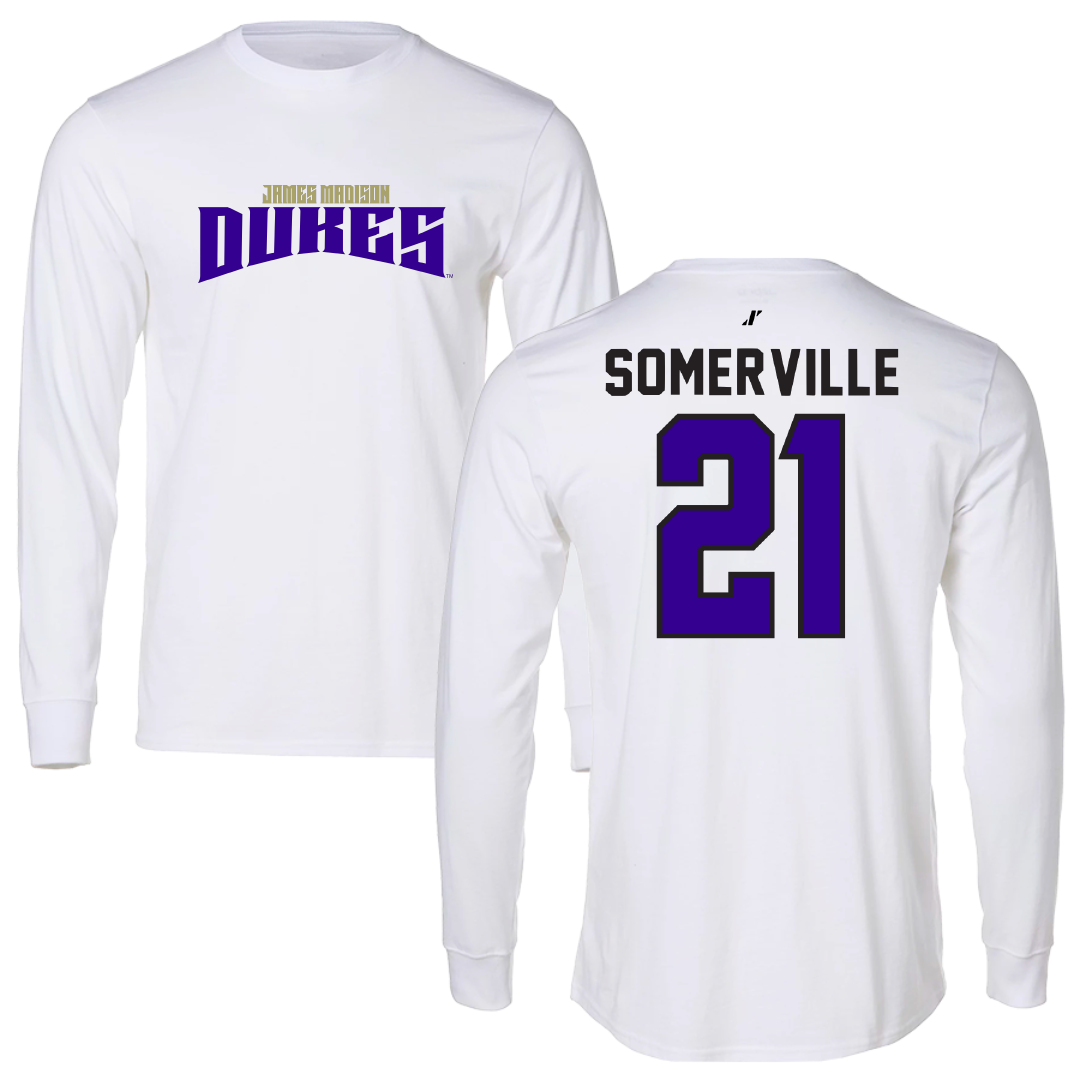 James Madison University Football White Classic Performance Long Sleeve - #21 Jamari Somerville