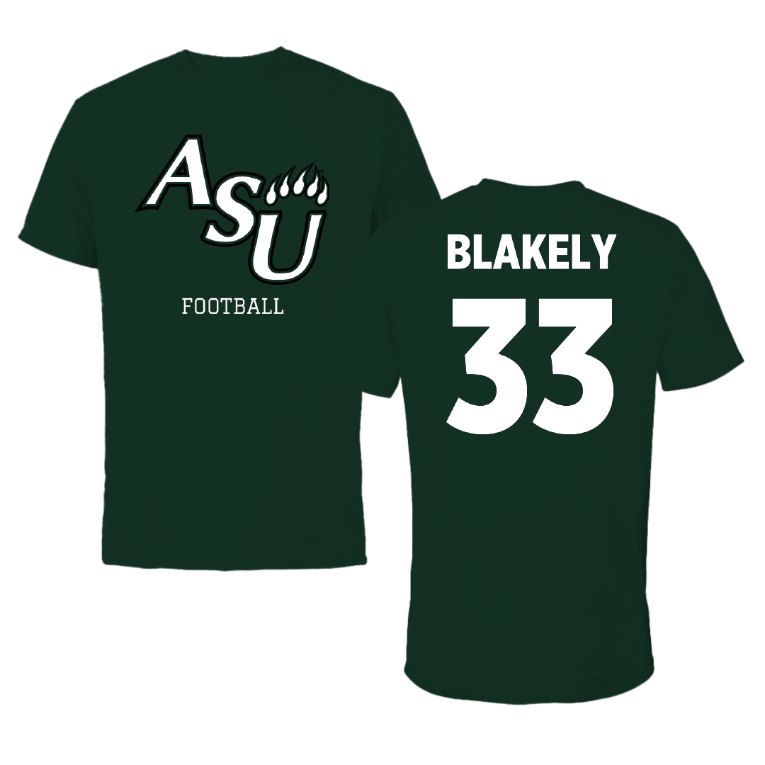 Adams State University Football Green Performance Tee - #33 Psyer Blakely