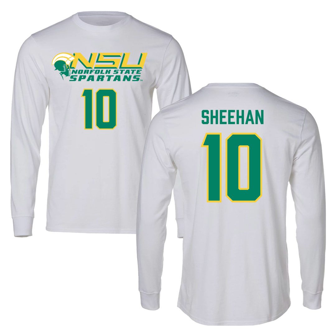 Norfolk State University Softball White Performance Long Sleeve - #10 Lauren Sheehan