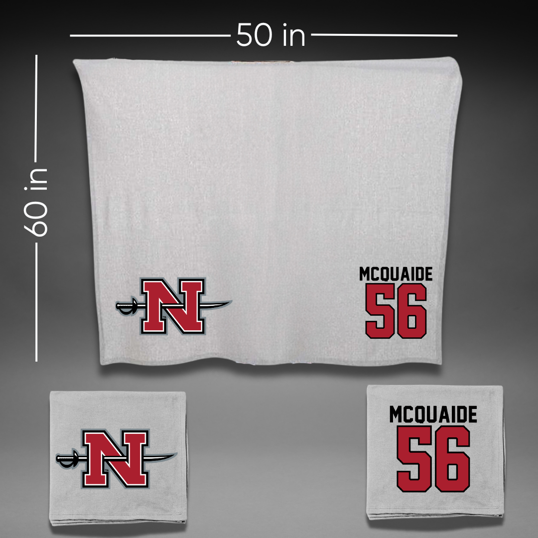 Nicholls State University Football Gray Blanket - #56 Pat McQuaide