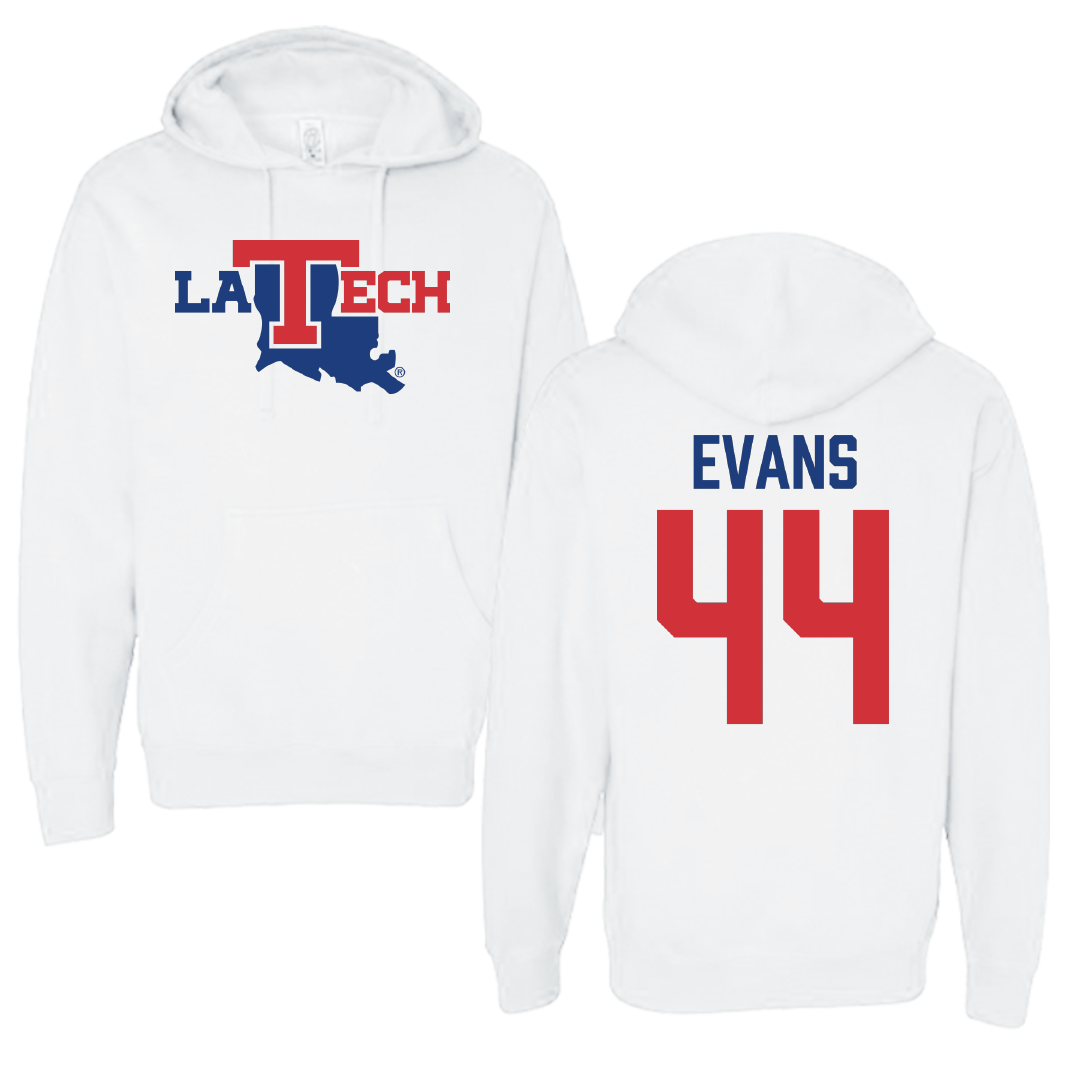 Louisiana Tech University Baseball White Hoodie - #44 John Evans