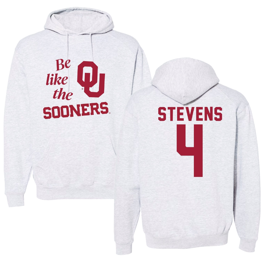 University of Oklahoma Soccer Light Gray Be Like Us Hoodie - #4 Avery Stevens